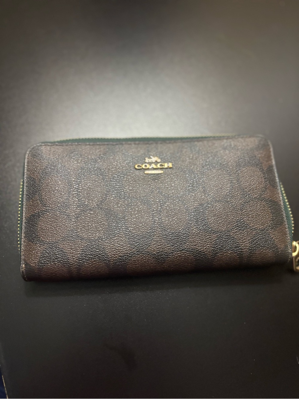 COACH Signature Zip Wallet in Brown